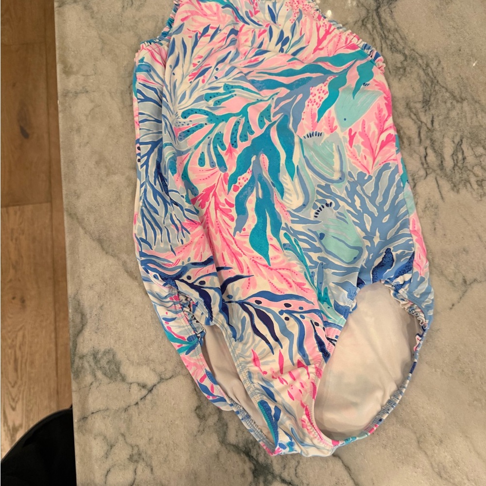 Lilly Pulitzer Vibrant Pink and Blue Swimsuit girls size 12